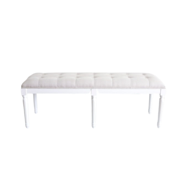 White Buttoned Bench Seat - Simply Style Co