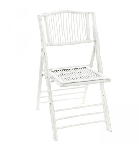 Bamboo Folding Chair – White