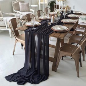 Gathered Table Runner – Charcoal