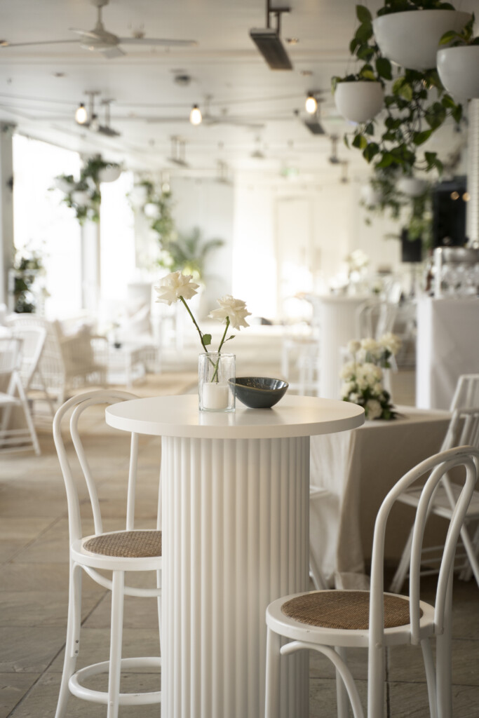 White Ribbed High Bar Hire Sunshinie Coast by Simply Style Co