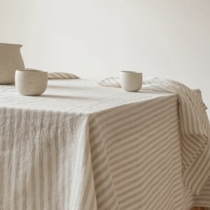 Table Cloth – Linen Oatmeal Stripe