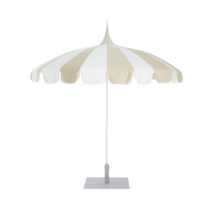 Beige Stripe Scallop Market Umbrella